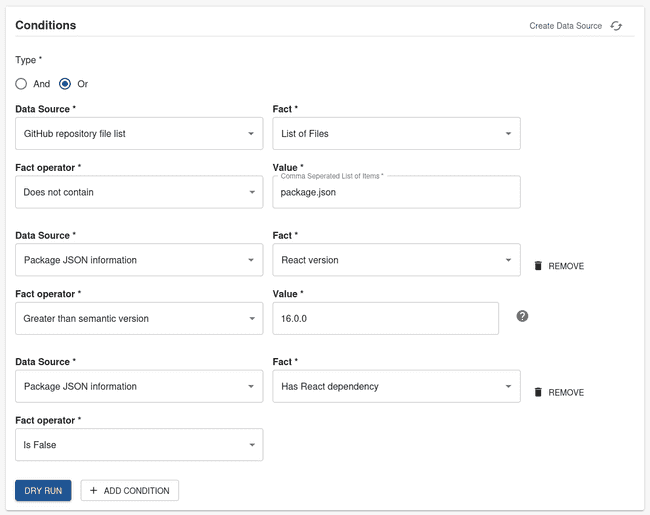 Check Condition section fields