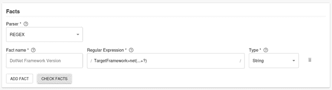 Data Facts section input fields